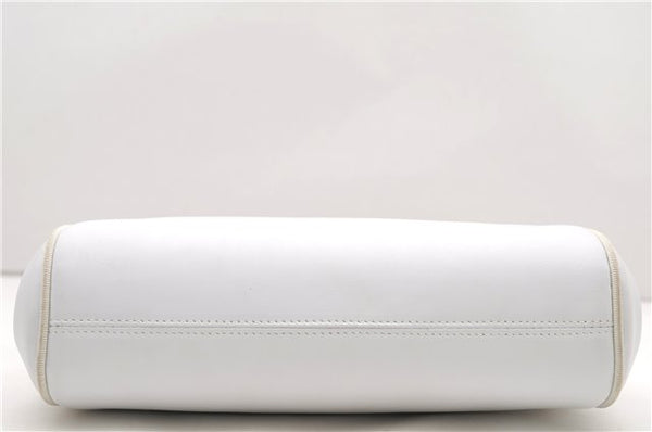 Authentic Ferragamo Vara Shoulder Cross Body Bag Purse Leather White 1366D