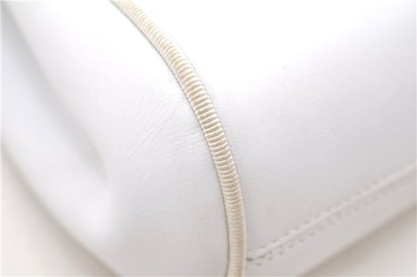 Authentic Ferragamo Vara Shoulder Cross Body Bag Purse Leather White 1366D