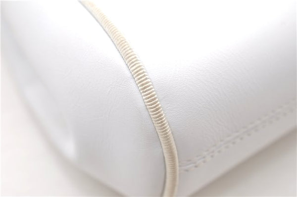 Authentic Ferragamo Vara Shoulder Cross Body Bag Purse Leather White 1366D