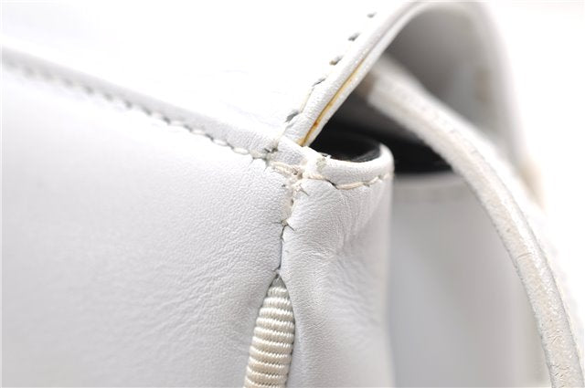 Authentic Ferragamo Vara Shoulder Cross Body Bag Purse Leather White 1366D