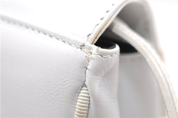 Authentic Ferragamo Vara Shoulder Cross Body Bag Purse Leather White 1366D