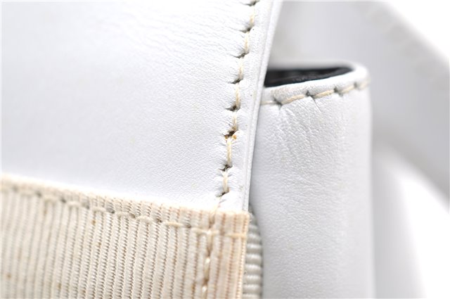 Authentic Ferragamo Vara Shoulder Cross Body Bag Purse Leather White 1366D