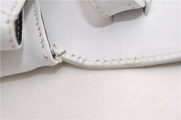 Authentic Ferragamo Vara Shoulder Cross Body Bag Purse Leather White 1366D