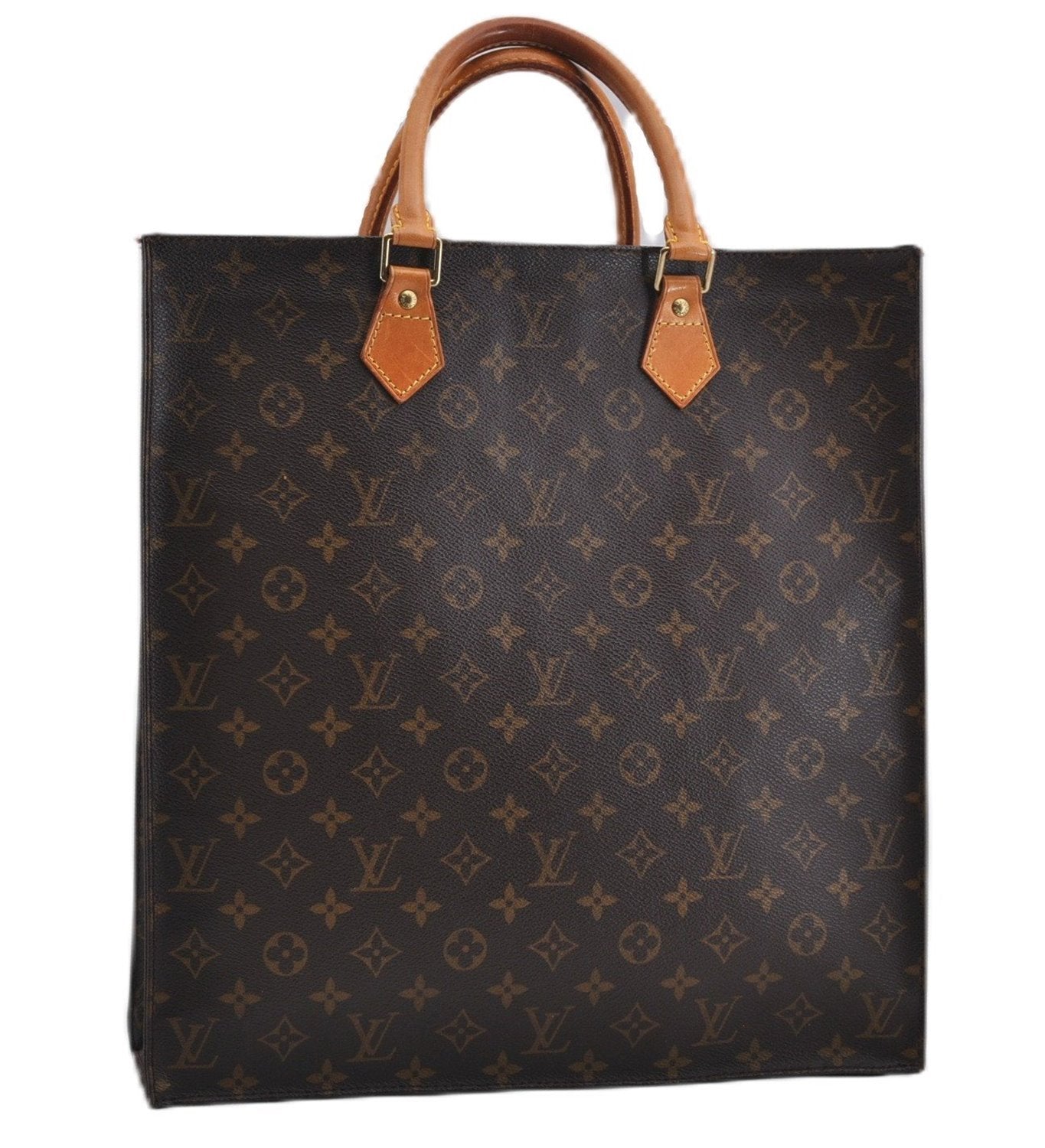 Authentic Louis Vuitton Monogram Sac Plat Hand Tote Bag M51140 LV 1366F