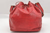 Authentic Louis Vuitton Epi Petit Noe Shoulder Drawstring Bag M44107 Red 1366I