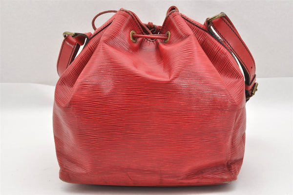 Authentic Louis Vuitton Epi Petit Noe Shoulder Drawstring Bag M44107 Red 1366I