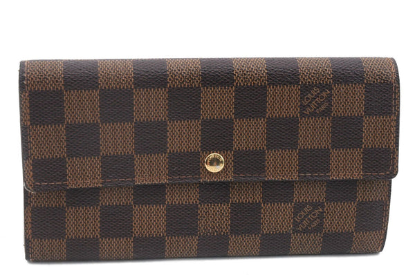 Authentic Louis Vuitton Damier Portefeuille Sarah Purse Wallet N61734 LV 1367D