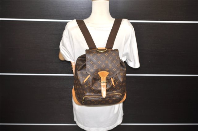 Authentic Louis Vuitton Monogram Montsouris GM Backpack M51135 LV 1367E