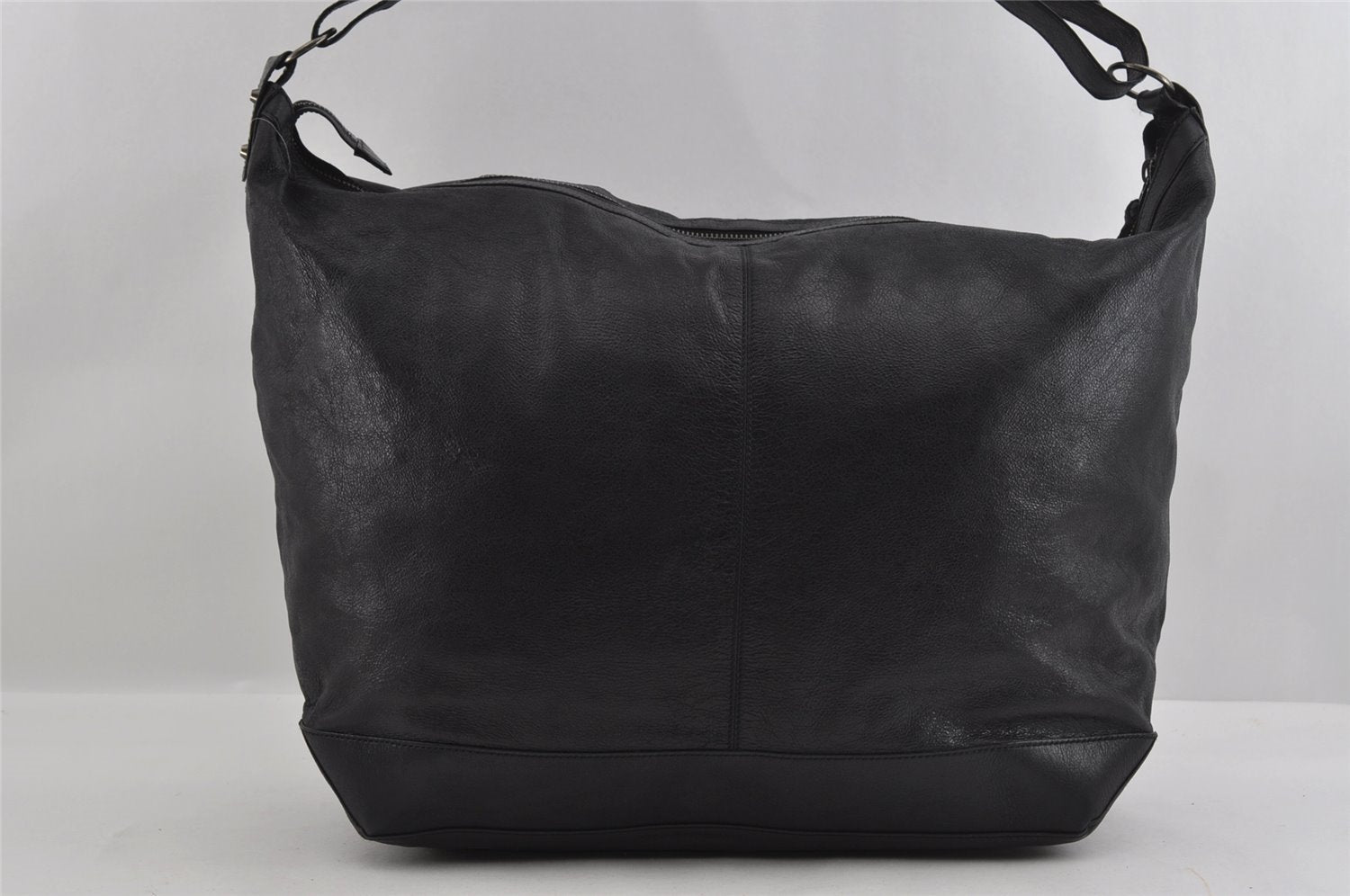 Authentic BALENCIAGA Extra Courier Shoulder Bag Leather 223410 Black 1367I
