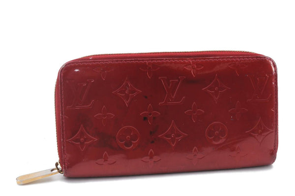 Authentic Louis Vuitton Vernis Zippy Wallet Long Purse Red M91981 LV 1370D