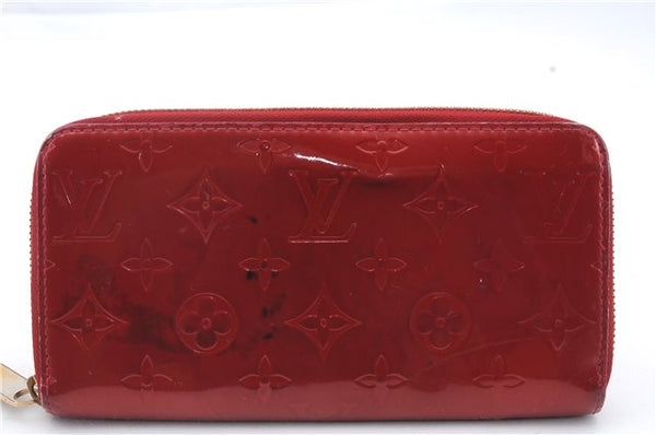 Authentic Louis Vuitton Vernis Zippy Wallet Long Purse Red M91981 LV 1370D