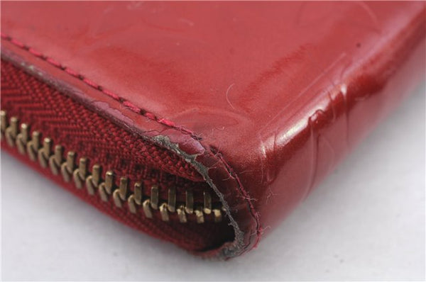 Authentic Louis Vuitton Vernis Zippy Wallet Long Purse Red M91981 LV 1370D