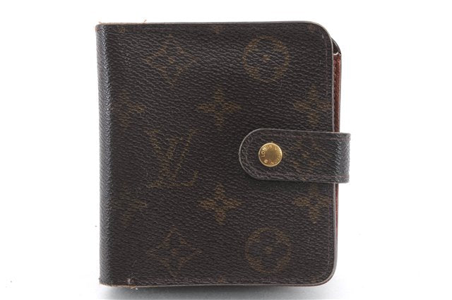 Authentic Louis Vuitton Monogram Compact Zip Bifold Wallet M61667 LV 1371D