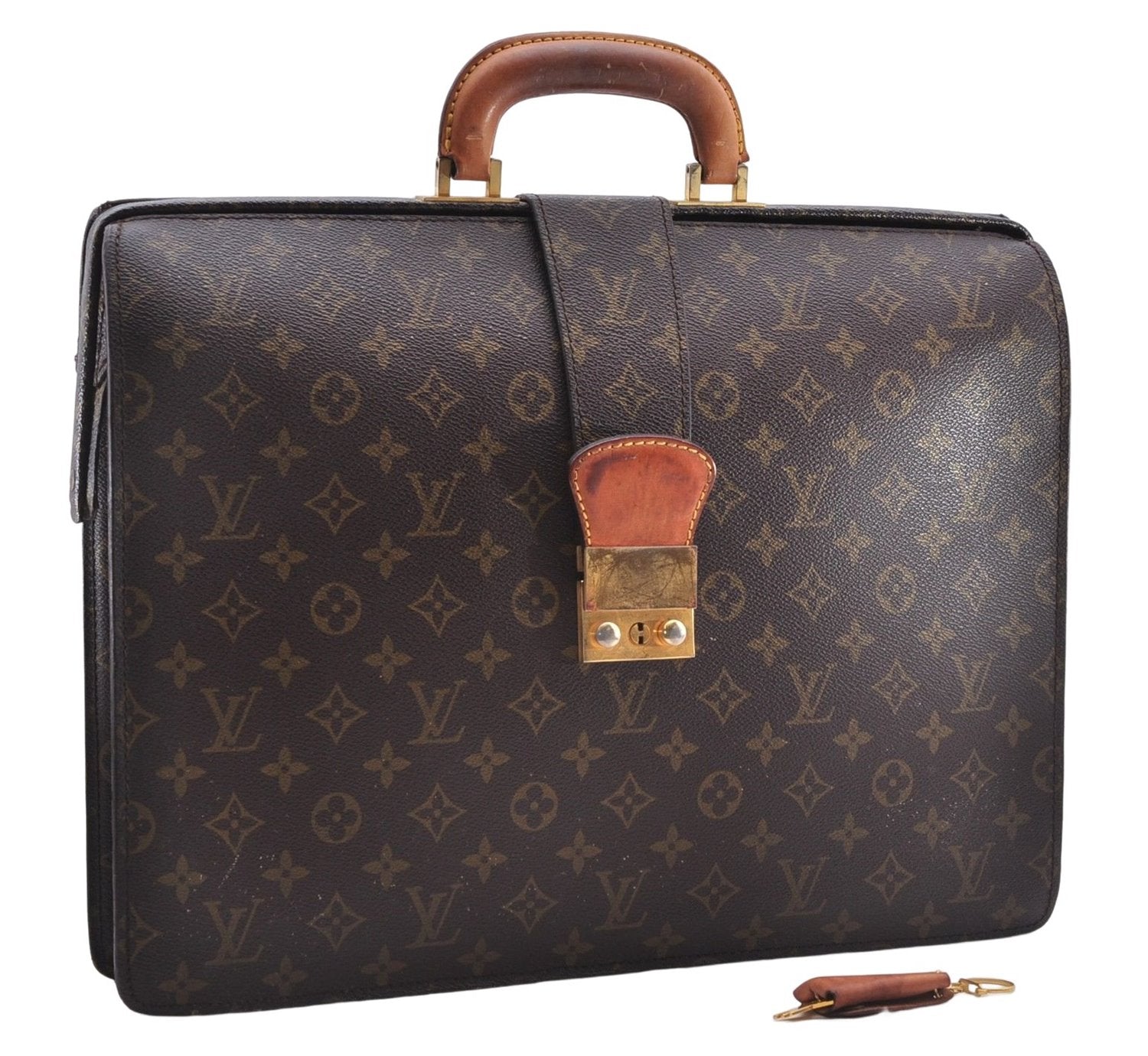 Authentic Louis Vuitton Monogram Serviette Fermoir Briefcase Old Model LV 1371E