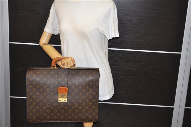 Authentic Louis Vuitton Monogram Serviette Fermoir Briefcase Old Model LV 1371E