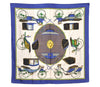 Authentic HERMES Carre 90 Scarf "LES VOITURES A TRANSFORMATION" Silk Blue 1371I