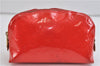 Auth Louis Vuitton Vernis Pochette Cosmetic Pouch Bicolor Red M91721 LV 1372D