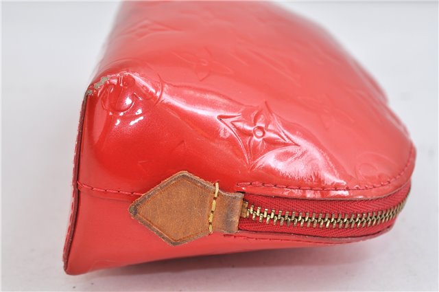 Auth Louis Vuitton Vernis Pochette Cosmetic Pouch Bicolor Red M91721 LV 1372D