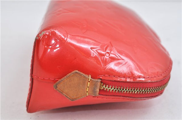 Auth Louis Vuitton Vernis Pochette Cosmetic Pouch Bicolor Red M91721 LV 1372D
