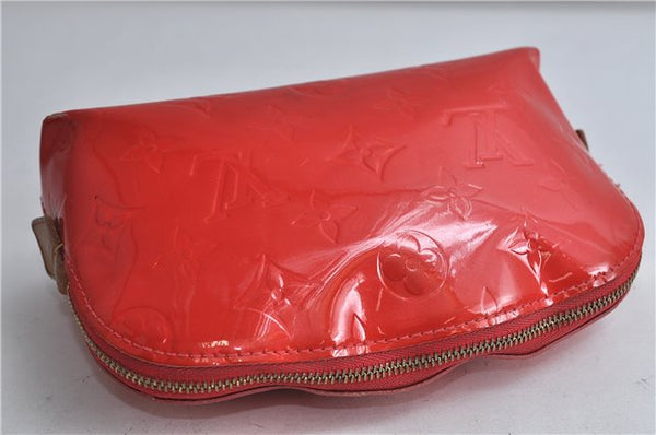 Auth Louis Vuitton Vernis Pochette Cosmetic Pouch Bicolor Red M91721 LV 1372D
