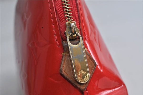 Auth Louis Vuitton Vernis Pochette Cosmetic Pouch Bicolor Red M91721 LV 1372D