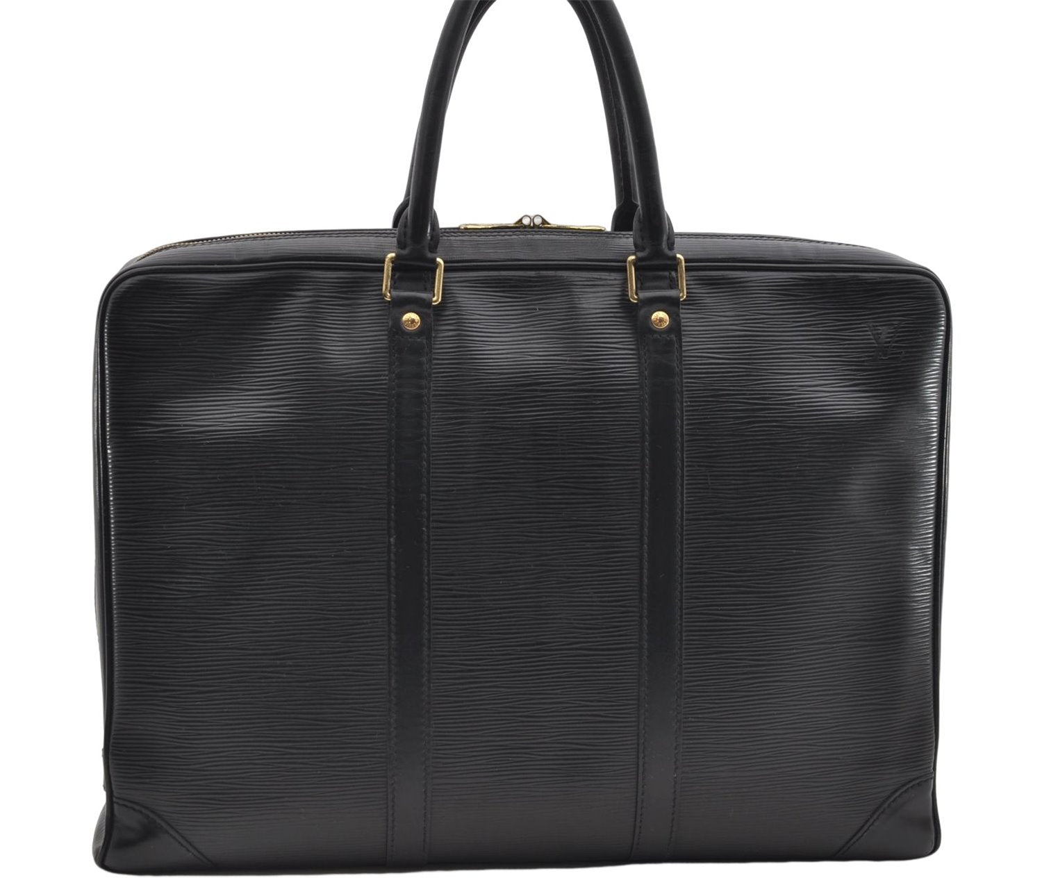 Auth Louis Vuitton Epi Porte Documents Voyage Briefcase Black M59162 LV 1372E
