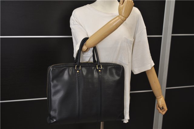 Auth Louis Vuitton Epi Porte Documents Voyage Briefcase Black M59162 LV 1372E