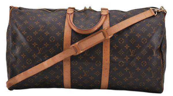 Authentic Louis Vuitton Monogram Keepall Bandouliere 55 M41414 Boston Bag 1372F