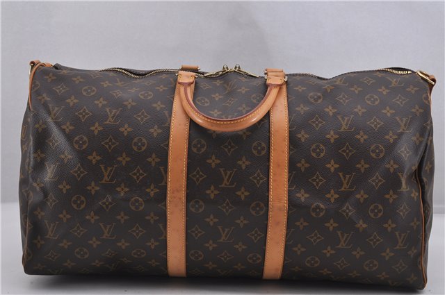 Authentic Louis Vuitton Monogram Keepall Bandouliere 55 M41414 Boston Bag 1372F