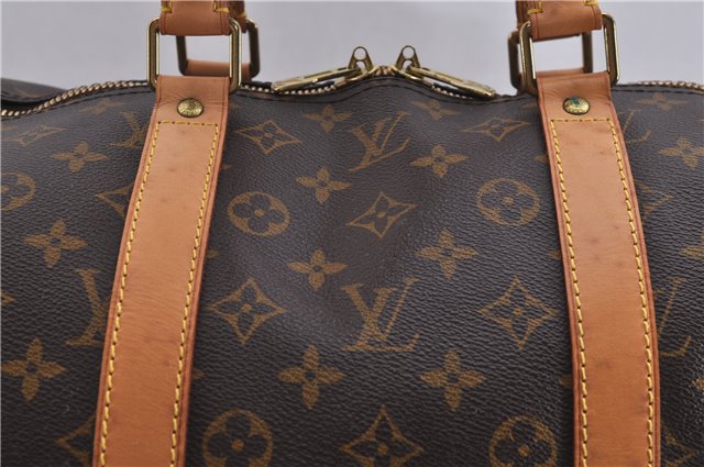 Authentic Louis Vuitton Monogram Keepall Bandouliere 55 M41414 Boston Bag 1372F