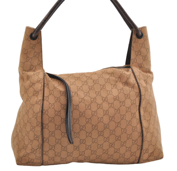 Authentic GUCCI Shoulder Hand Bag GG Canvas Leather 101292 Brown 1373E