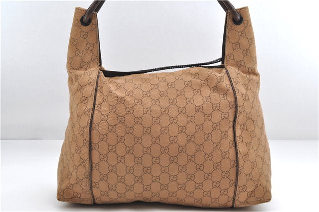 Authentic GUCCI Shoulder Hand Bag GG Canvas Leather 101292 Brown 1373E