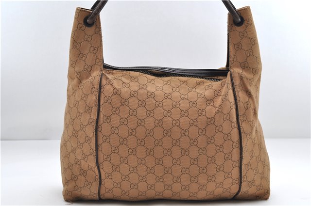 Authentic GUCCI Shoulder Hand Bag GG Canvas Leather 101292 Brown 1373E