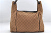 Authentic GUCCI Shoulder Hand Bag GG Canvas Leather 101292 Brown 1373E