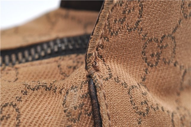 Authentic GUCCI Shoulder Hand Bag GG Canvas Leather 101292 Brown 1373E