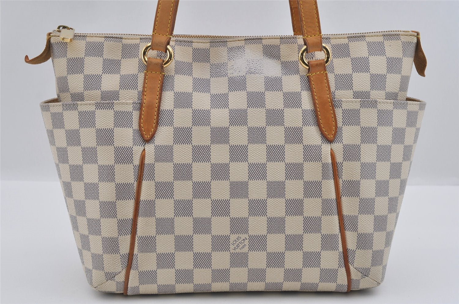 Authentic Louis Vuitton Damier Azur Totally PM Tote Bag White N41280 LV 1373I