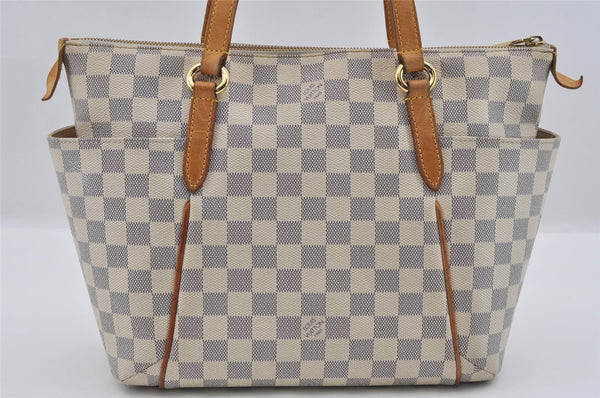 Authentic Louis Vuitton Damier Azur Totally PM Tote Bag White N41280 LV 1373I