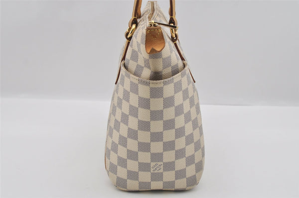 Authentic Louis Vuitton Damier Azur Totally PM Tote Bag White N41280 LV 1373I