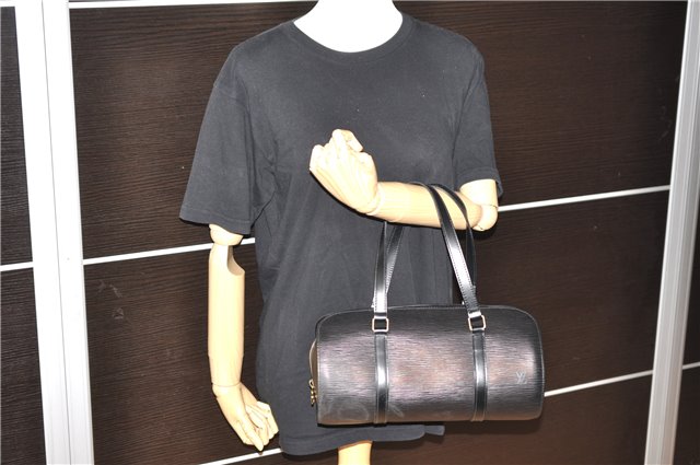 Authentic Louis Vuitton Epi Soufflot Black Hand Bag M52222 LV 1374F