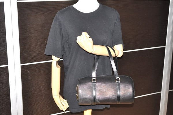 Authentic Louis Vuitton Epi Soufflot Black Hand Bag M52222 LV 1374F