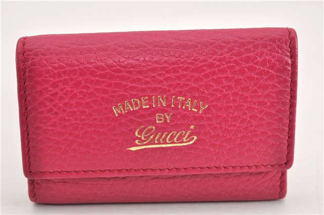 Authentic GUCCI Swing Vintage６Six Hooks Key Case Leather 354499 Pink 1374G