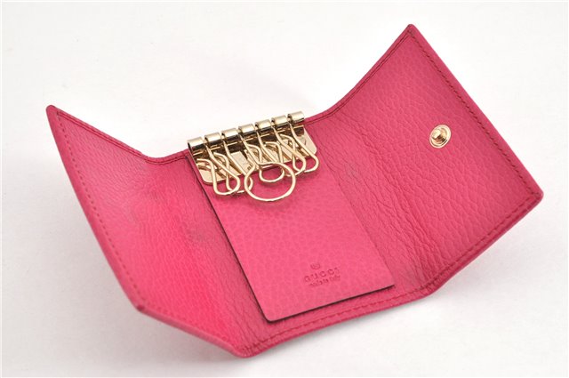 Authentic GUCCI Swing Vintage６Six Hooks Key Case Leather 354499 Pink 1374G