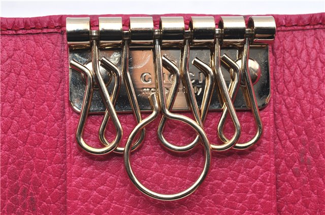 Authentic GUCCI Swing Vintage６Six Hooks Key Case Leather 354499 Pink 1374G