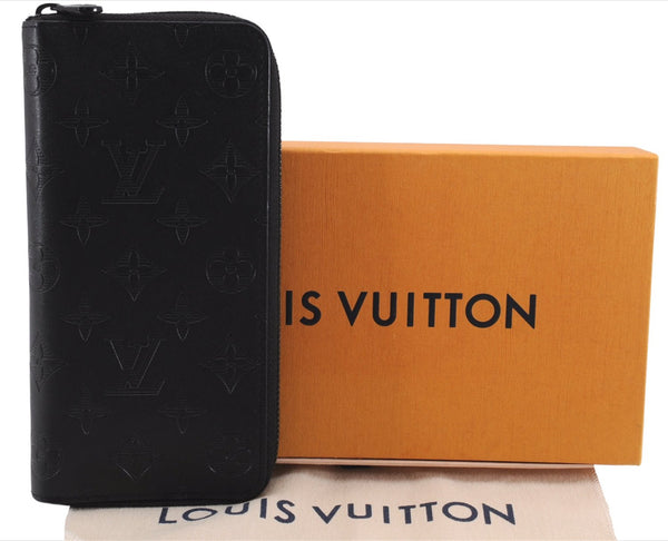 Authentic Louis Vuitton Monogram Shadow Zippy Wallet Vertical M62902 Box 1376F