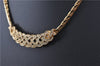 Authentic Christian Dior Gold Tone Rhinestone Chain Pendant Necklace CD 1376G