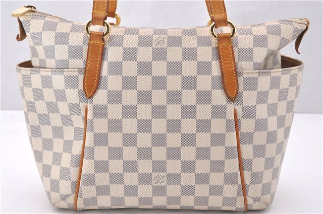 Authentic Louis Vuitton Damier Azur Totally PM Tote Bag White N41280 LV 1377F