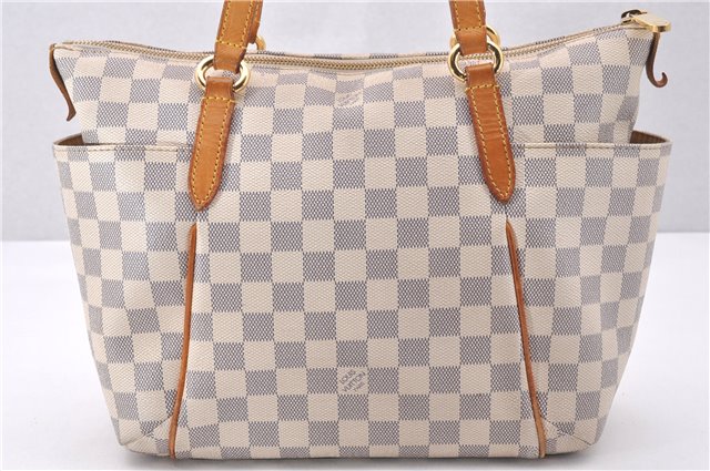Authentic Louis Vuitton Damier Azur Totally PM Tote Bag White N41280 LV 1377F