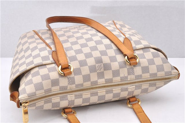 Authentic Louis Vuitton Damier Azur Totally PM Tote Bag White N41280 LV 1377F