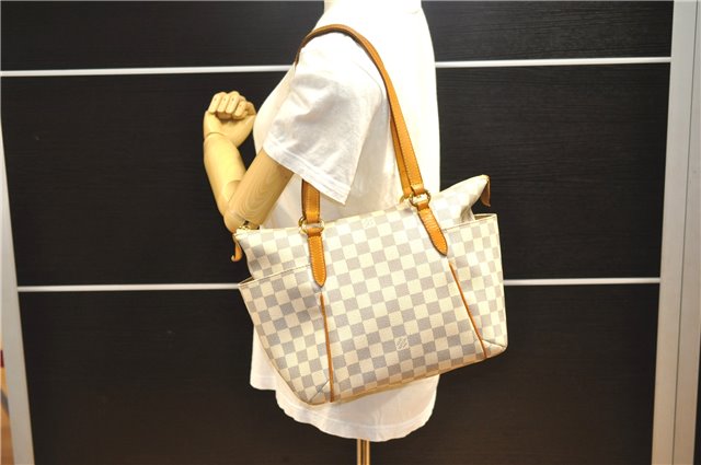 Authentic Louis Vuitton Damier Azur Totally PM Tote Bag White N41280 LV 1377F