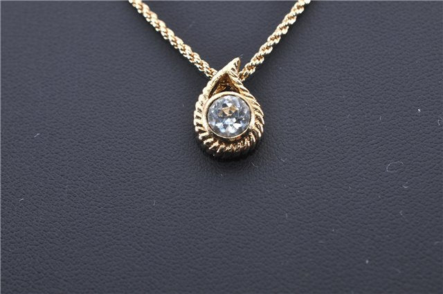 Authentic Christian Dior Gold Tone Chain Pendant Necklace CD 1377G